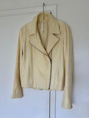 Truth and Pride Beekman Leather Jacket in Cream - Large